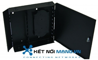 ODF 12 port Fiber optic enclosure, wallmount, ST/SC/FC panel, black metal box, with splice tray (casket) & holders